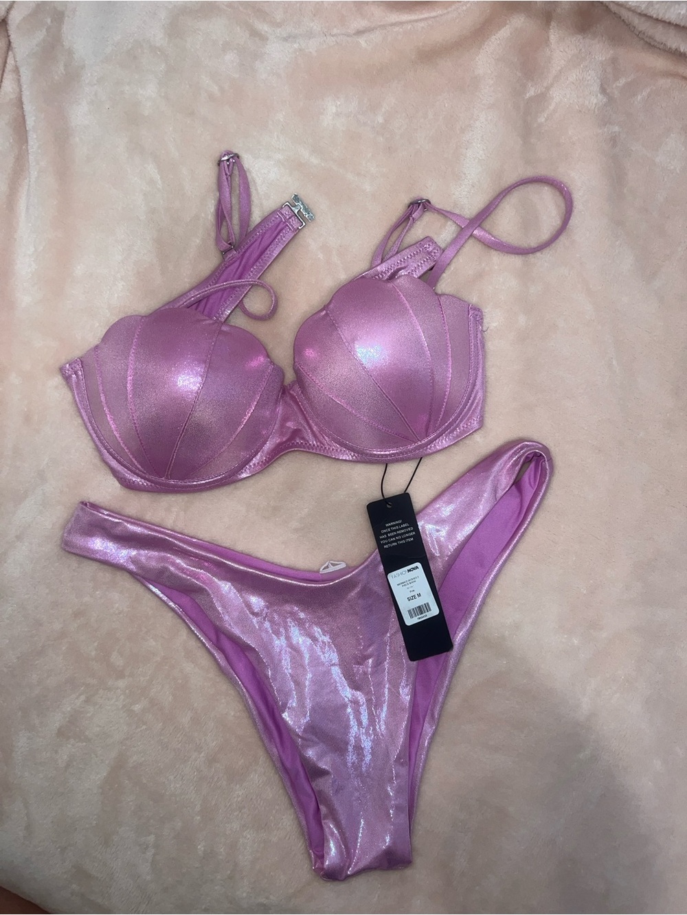 Fashion Nova Shimmery Lilac Underwire Bikini Set